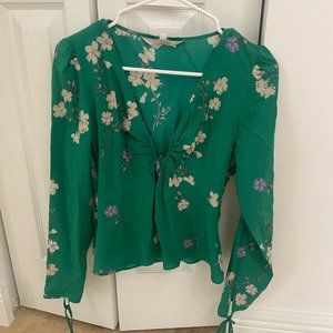Green Floral Intermix Top